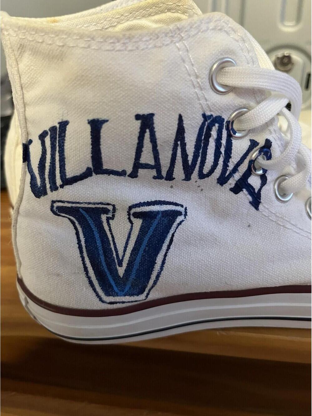 Converse Canvas Hi-Top Villanova Hand Painted Sneakers M 7 W 9 One Of A Kind! - Picture 8 of 9